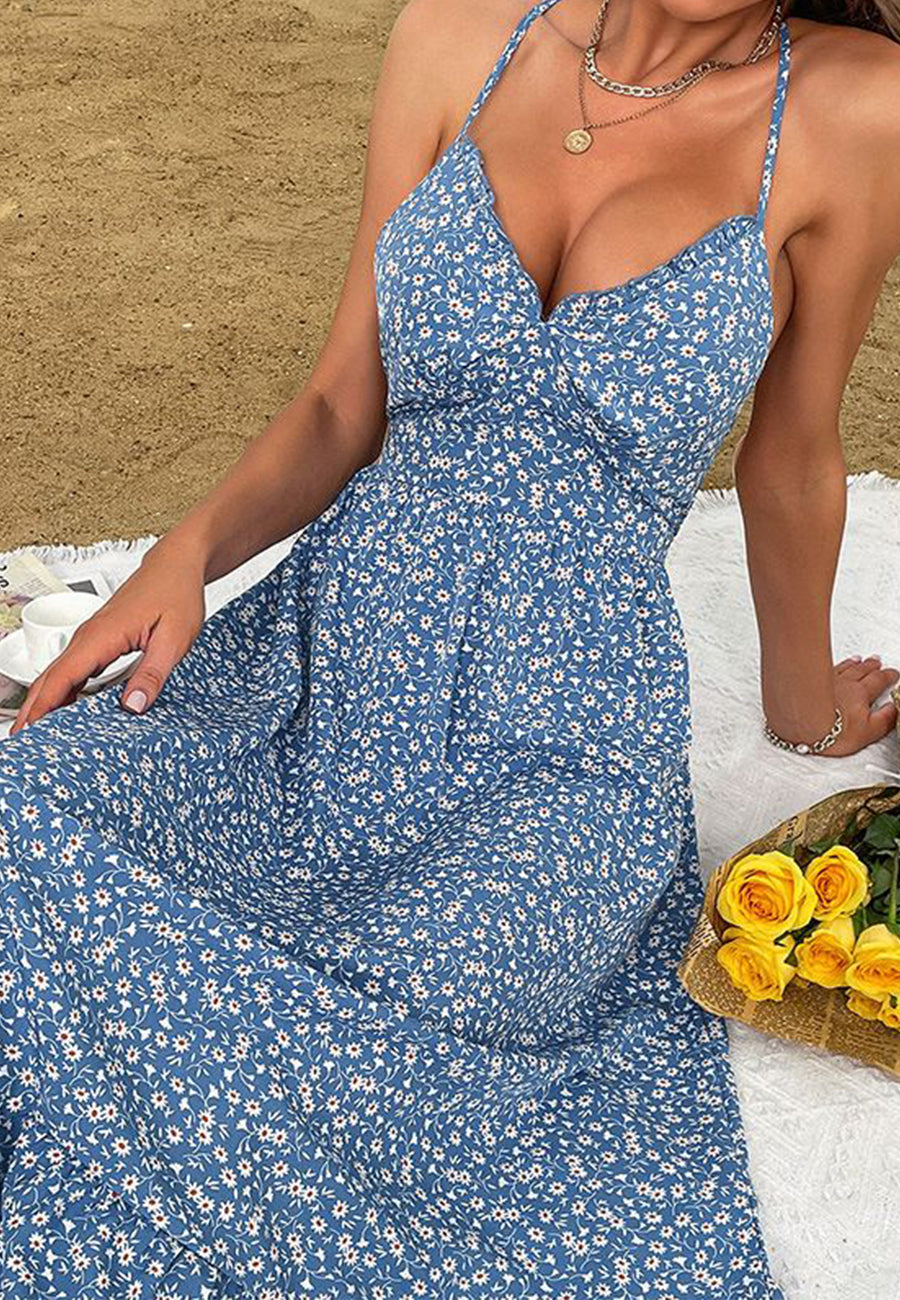Cross Back Floral Summer Dress