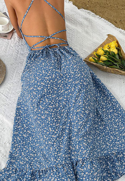 Cross Back Floral Summer Dress