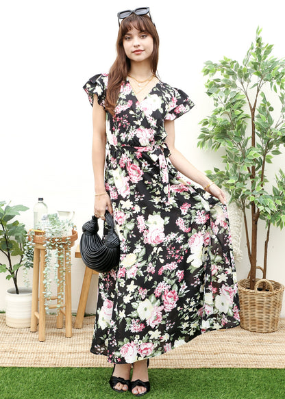 Floral Tiered Sleeve Maxi Dress