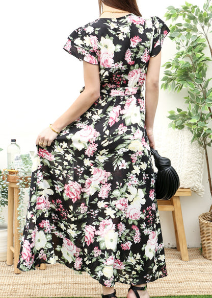 Floral Tiered Sleeve Maxi Dress