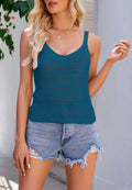 V Neck Eyelet Knit Tank