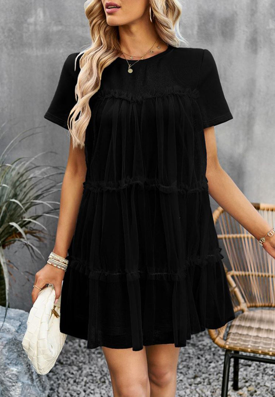 Vestido de tul con cuello redondo