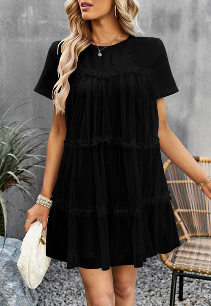 Vestido de tul con cuello redondo