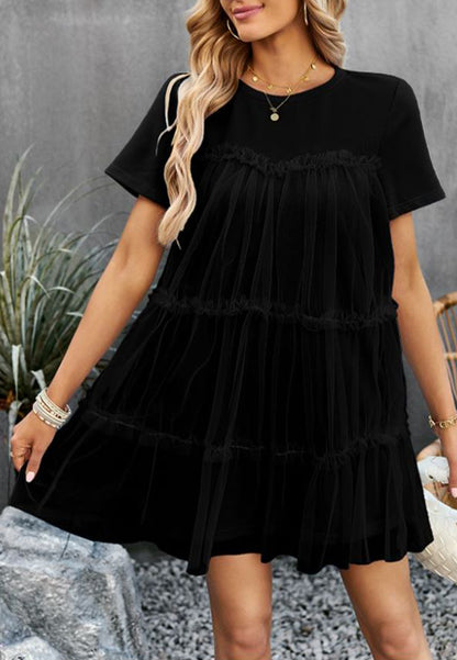 Vestido de tul con cuello redondo