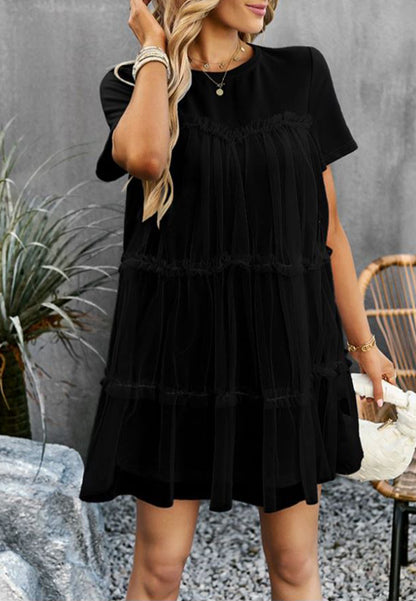 Vestido de tul con cuello redondo