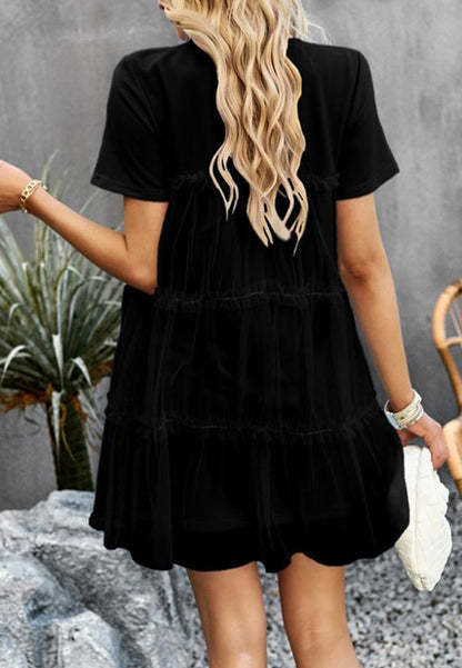 Vestido de tul con cuello redondo