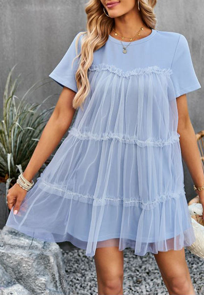 Vestido de tul con cuello redondo