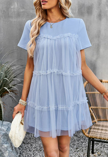 Vestido de tul con cuello redondo