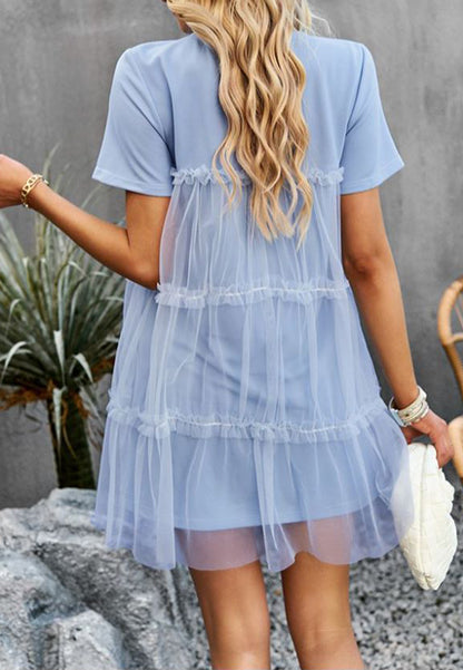 Vestido de tul con cuello redondo