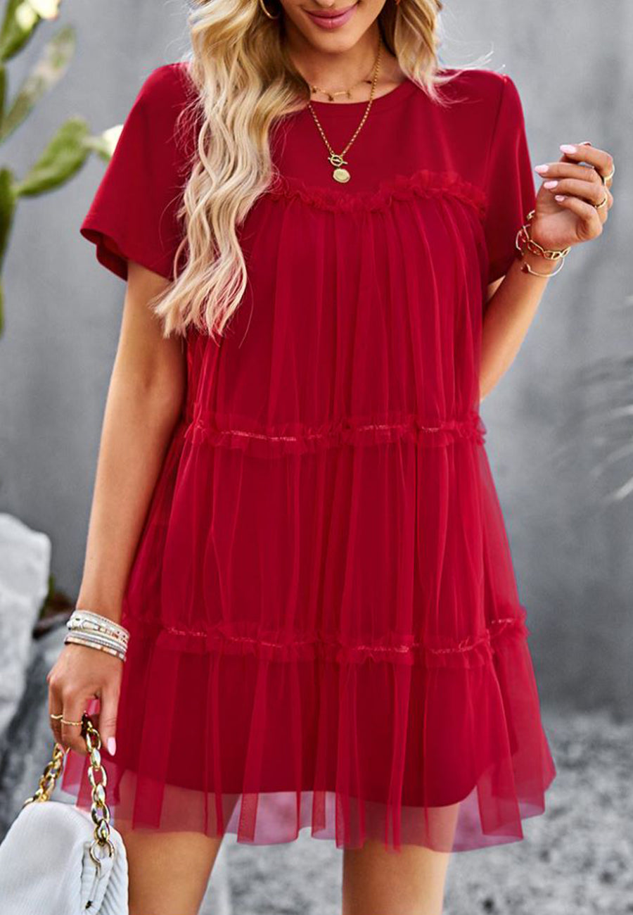 Vestido de tul con cuello redondo