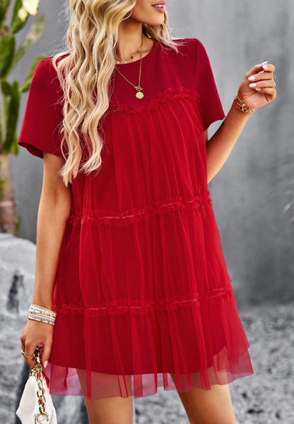 Vestido de tul con cuello redondo