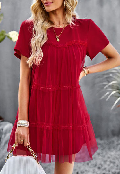 Vestido de tul con cuello redondo