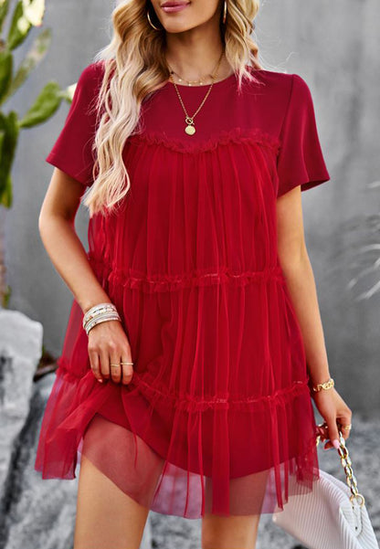 Vestido de tul con cuello redondo