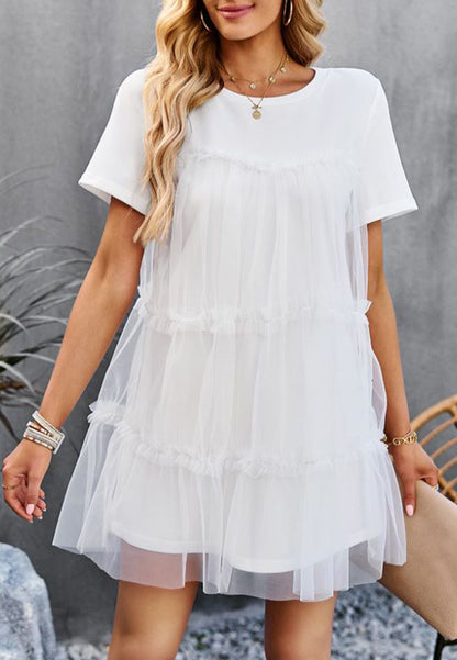 Vestido de tul con cuello redondo