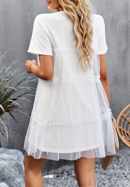 Vestido de tul con cuello redondo