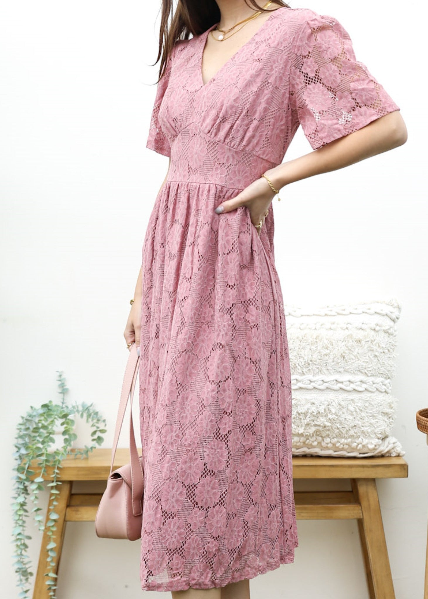Floral Lace Midi Dress