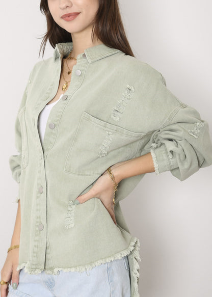 Chaqueta de mezclilla desgastada