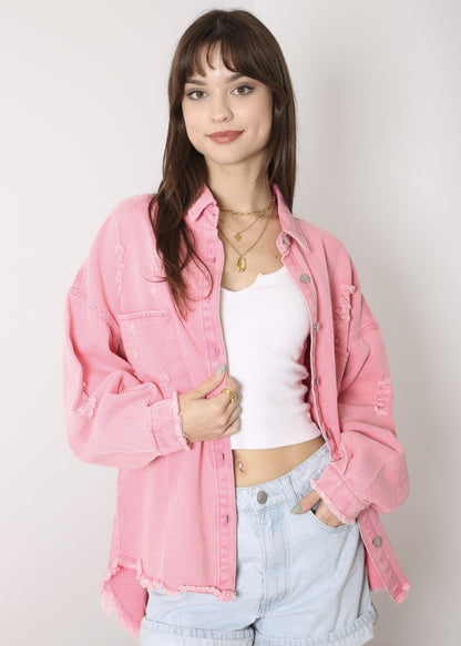Chaqueta de mezclilla desgastada