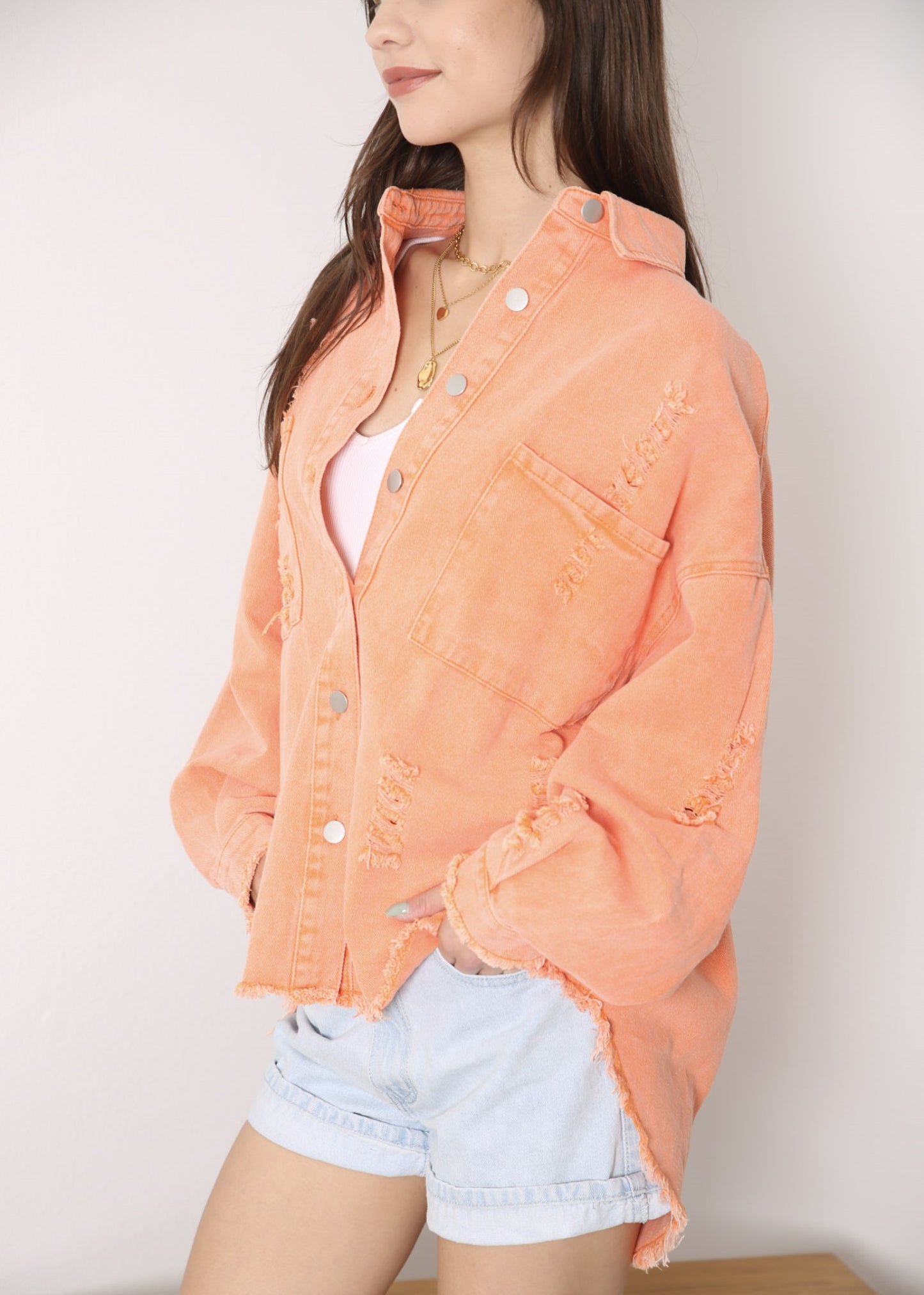 Denim Jeans Distressed Jacket