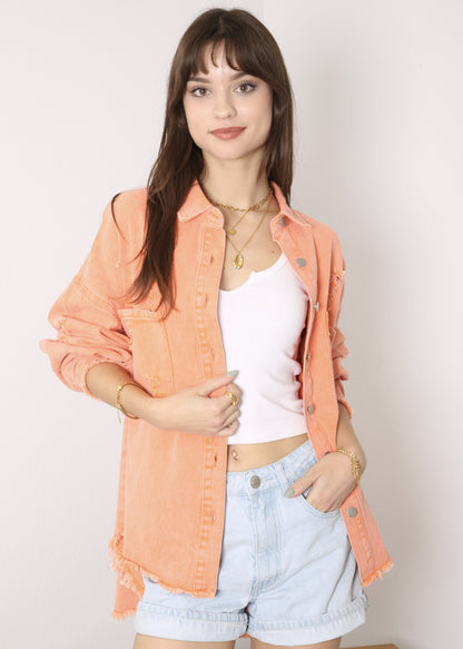 Chaqueta de mezclilla desgastada