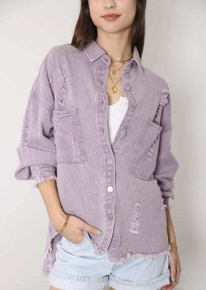 Chaqueta de mezclilla desgastada