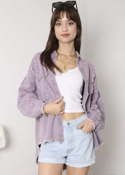 Chaqueta de mezclilla desgastada