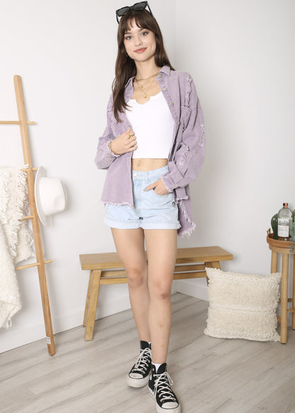Chaqueta de mezclilla desgastada