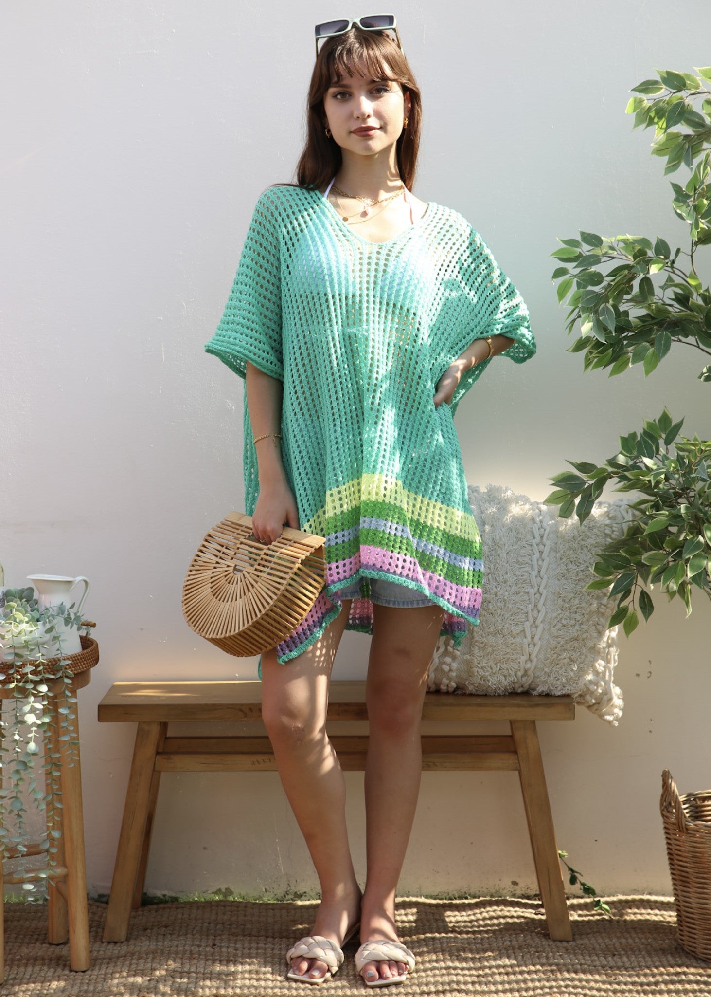 Rainbow Striped Hem Cover-Up