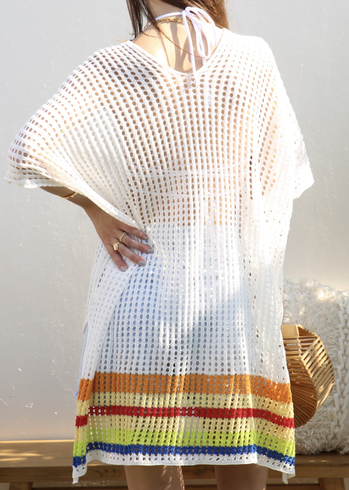 Rainbow Striped Hem Cover-Up