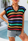 Scallop Edge Striped Sweatervest