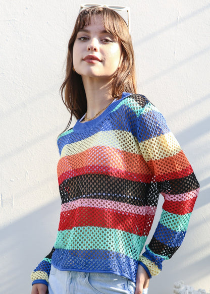 Cropped Multicolor Striped Cover-Up