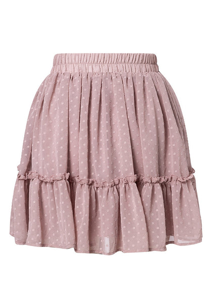 Falda de lunares suizos con lazo en la cintura y borlas