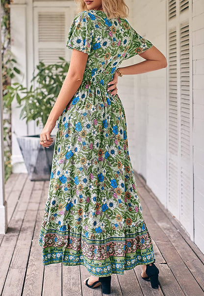 Vestido bohemio con lazo en la parte delantera, corte alto y bajo