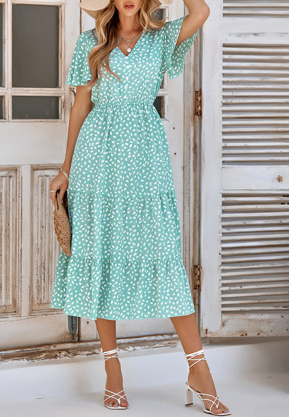 Vestido midi con capas y estampado animal