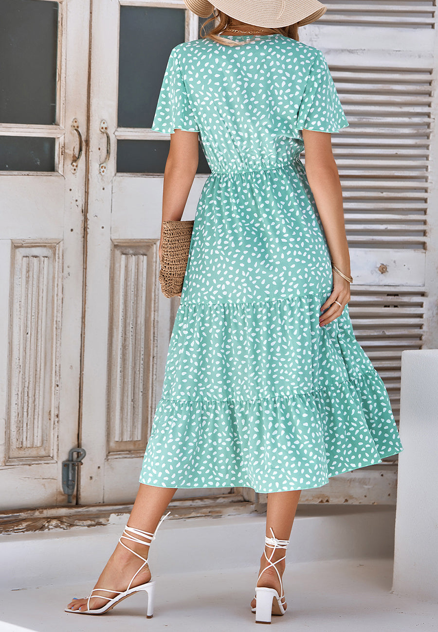 Vestido midi con capas y estampado animal
