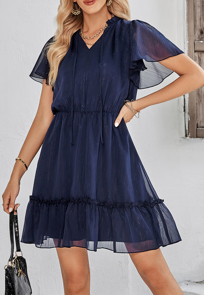 Tie Neck Shimmer Dress