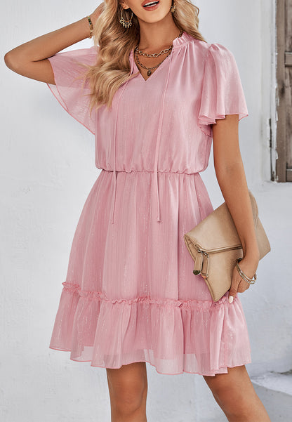 Tie Neck Shimmer Dress