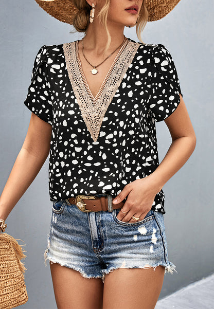 Blusa con mangas tulipán y estampado de guepardo