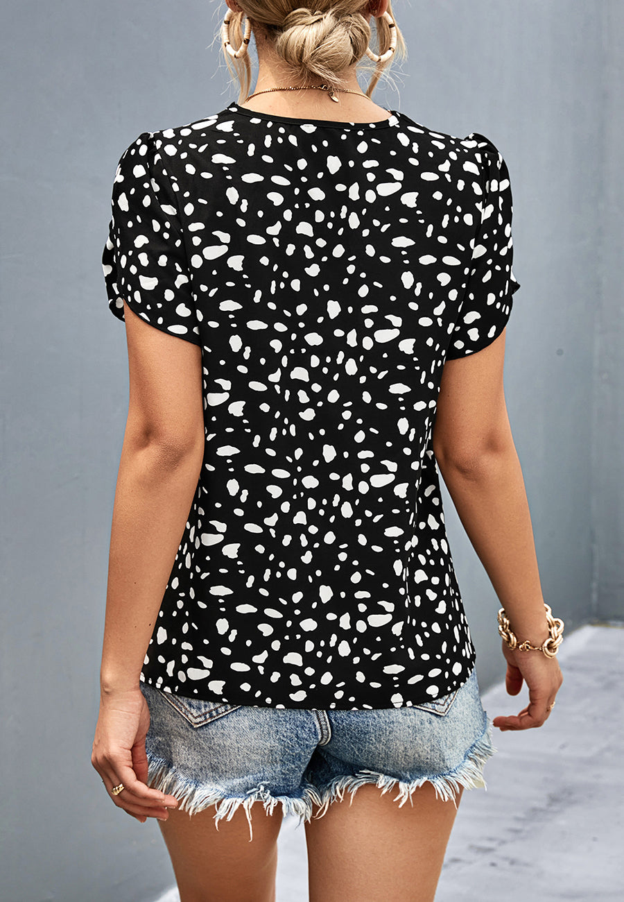 Cheetah Print Tulip Sleeve Blouse