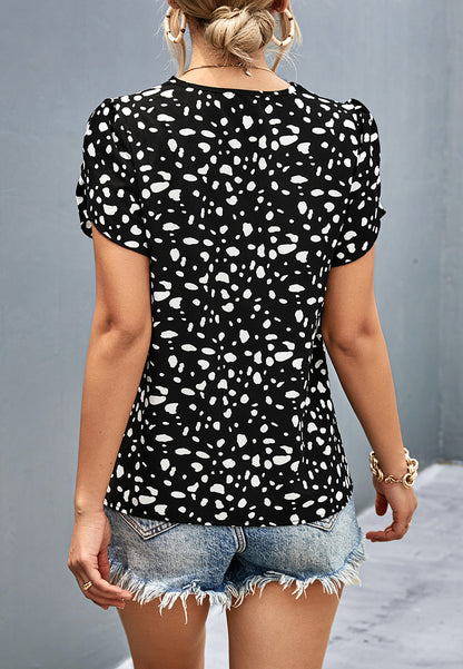 Blusa con mangas tulipán y estampado de guepardo