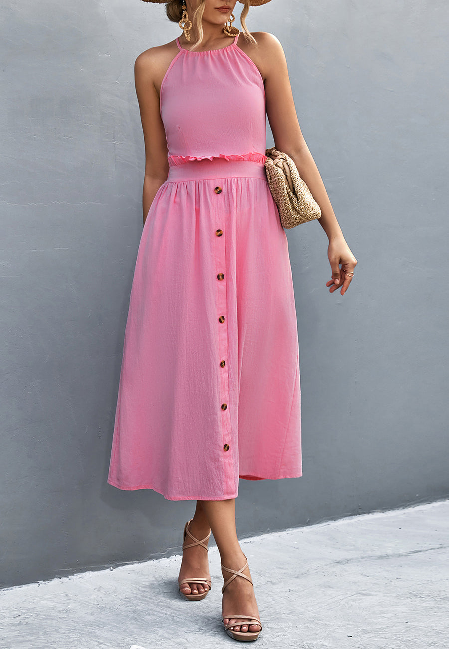 Vestido halter con espalda cruzada