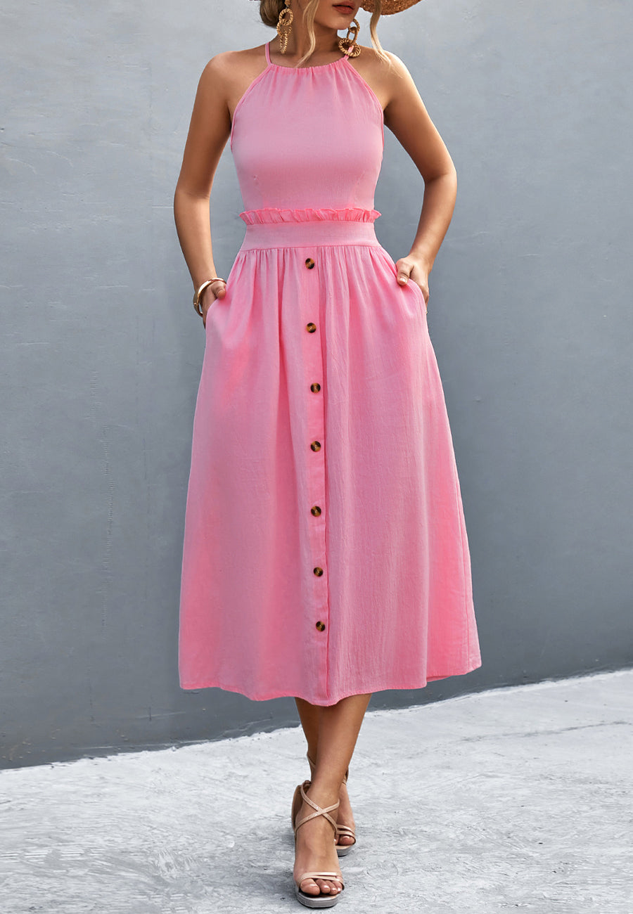 Criss-Cross Back Halter Dress