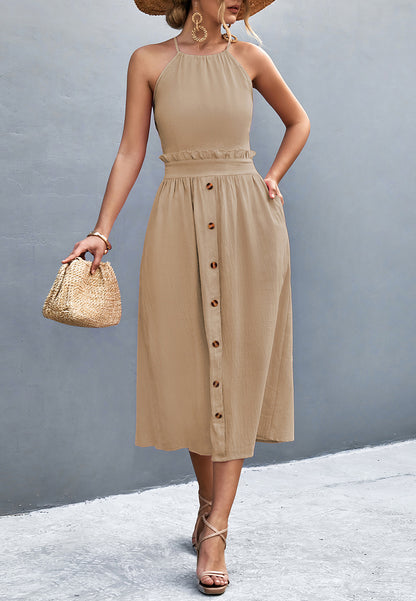 Criss-Cross Back Halter Dress