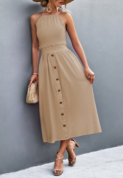 Criss-Cross Back Halter Dress