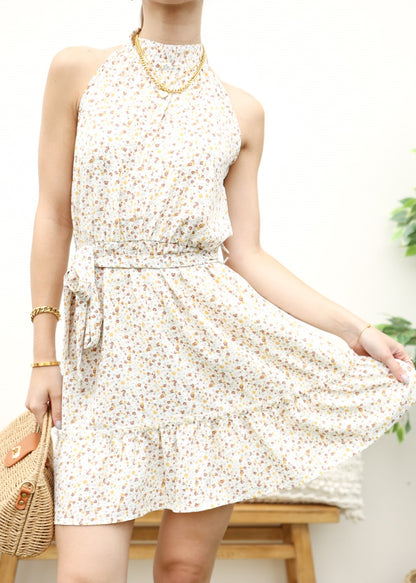 Vestido con escote en forma de cerradura y estampado floral 