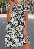 Abstract Floral Print Straight Dress