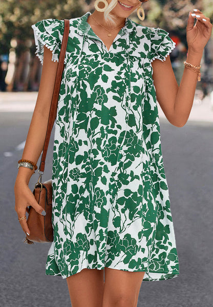 Abstract Floral Print Straight Dress
