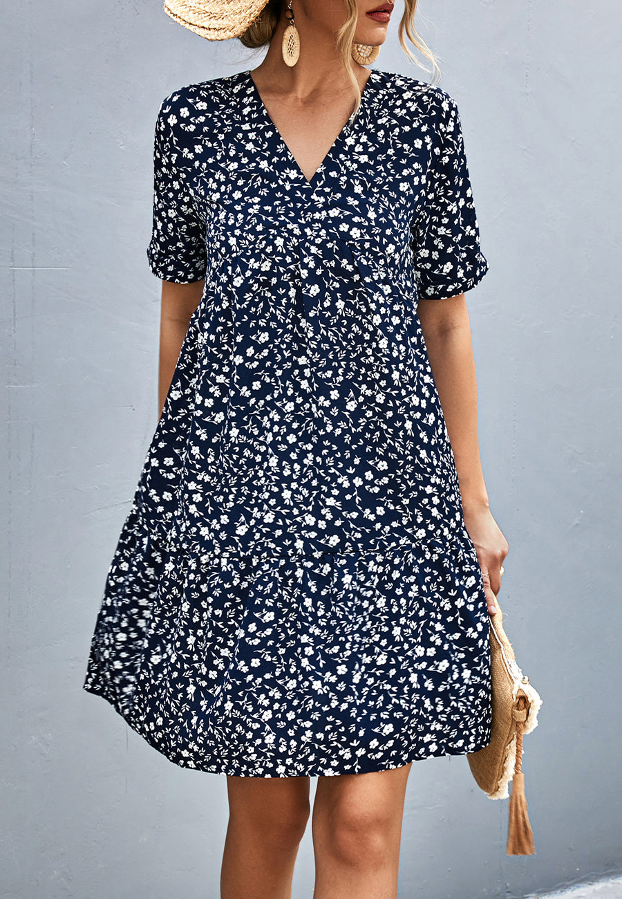 Floral Print Empire Cut Dress