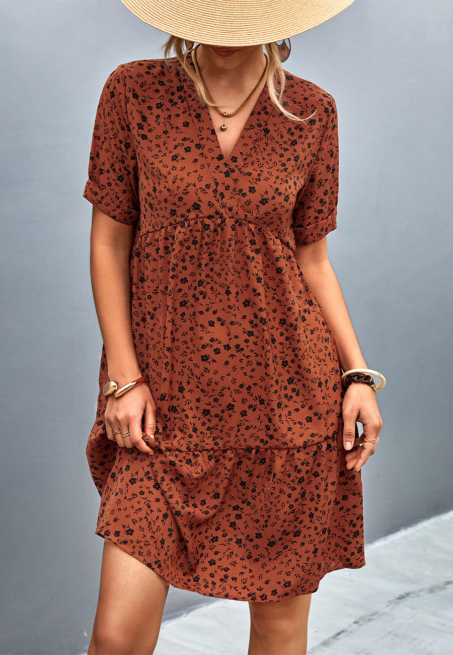 Floral Print Empire Cut Dress