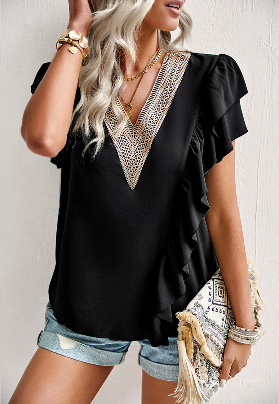 Asymmetrical Ruffle Front Blouse